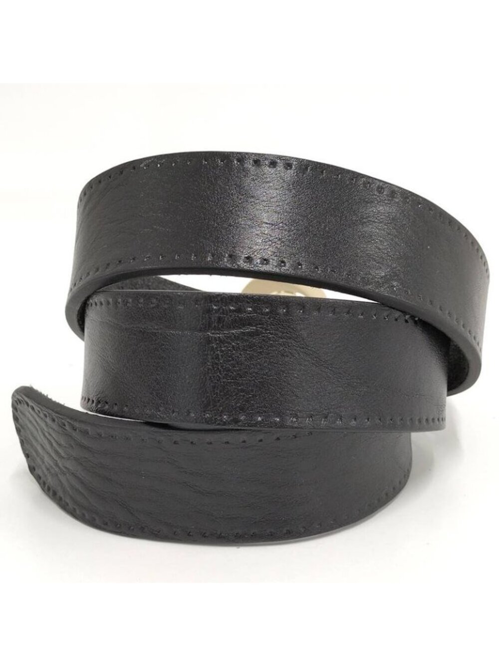 Gucci Holeless Belt Heart Buckle Leather Black - Picture 3 of 10